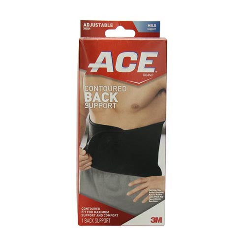 Ace Contoured Back Support, Mild And Adjustable Compression, 1 Ea